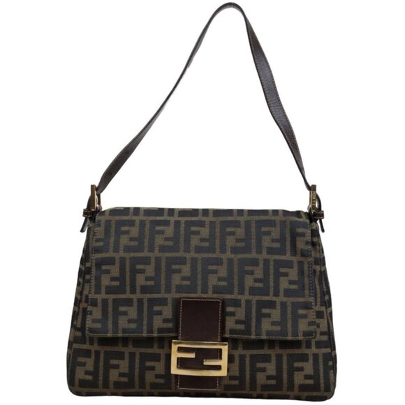 FENDI Mamma Zucca Bucket Baguette Tan Tobacco Flap Bag Purse Shoulder - Picture 2 of 14